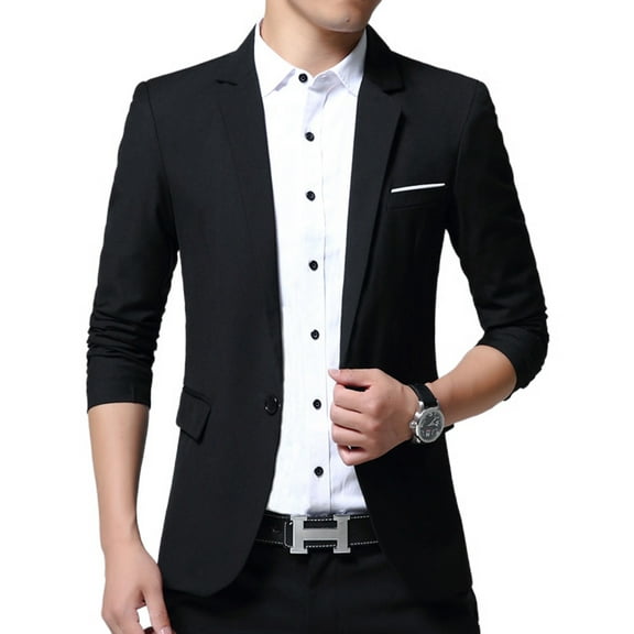 SWSMCLT Men's Single Breasted Casual Suit Separate Sport Coat Slim Fit Blazer Jacket Business Black1 38