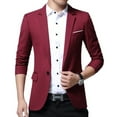 thumbnail image 1 of SWSMCLT Men's Single Breasted Casual Suit Separate Sport Coat Slim Fit Blazer Jacket Business Burgundy1 36, 1 of 2