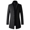 thumbnail image 1 of SWSMCLT Men's Single Breasted Winter Overcoat Wool Blend Trench Coat Long Thigh Length Snow Coats Black 38, 1 of 2