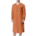 thumbnail image 1 of SWSMCLT Men's Sleeping Nightshirt Long Sleeve Robe Cotton House Coat Long Loose Soft Knee Length Pocket Fall Comfy Orange X-Small, 1 of 1
