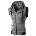 thumbnail image 1 of SWSMCLT Men's Sleeveless Hoodie Vest Workout Slimming Spring Pocket Full Zip Tank Top Hooded Fitted Fall Zip Up Dark Gery Medium, 1 of 4