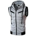 thumbnail image 1 of SWSMCLT Men's Sleeveless Hoodie Vest Workout Slimming Spring Pocket Full Zip Tank Top Hooded Fitted Fall Zip Up Grey Medium, 1 of 1