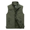 thumbnail image 1 of SWSMCLT Men's Sleeveless Top Winter Tank Top Fall Summer Spring Vest Fish Outdoor Zipper Pocket Nylon Basic Army Green Small, 1 of 4