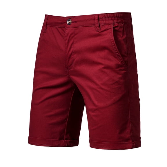 SWSMCLT Men's Slim Fit Bermuda Shorts Fashion Elastic Waist Casual Shorts Summer Soft Cotton Flap Front Walking Shorts Lounge Mid Rise Comfy Lightweight Burgundy 38
