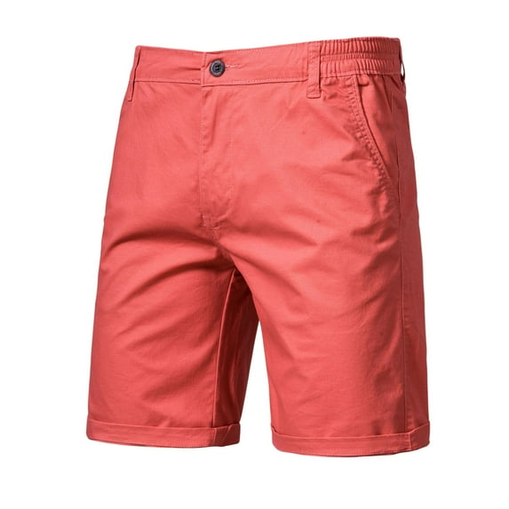 SWSMCLT Men's Slim Fit Bermuda Shorts Fashion Elastic Waist Casual Shorts Summer Soft Cotton Flap Front Walking Shorts Lounge Mid Rise Comfy Lightweight Orange 30
