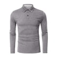 thumbnail image 1 of SWSMCLT Men's Slim Fit Fitted Basic Long Sleeve Polo Shirt V Neck Top Fall House Spring Soft Work Cotton Casual Grey XX-Large, 1 of 4