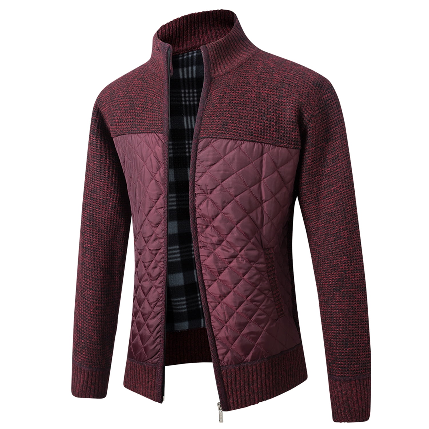 Band Collar Zipper Patchwork Outerwear Band Collar Zipper Patchwork Outerwear