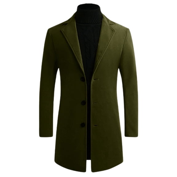 SWSMCLT Men's Slim Fit Pea Coat Thick Trench Coats Overcoats Warm Single Breasted Outerwear Casual Business Dress Coat Army Green Medium