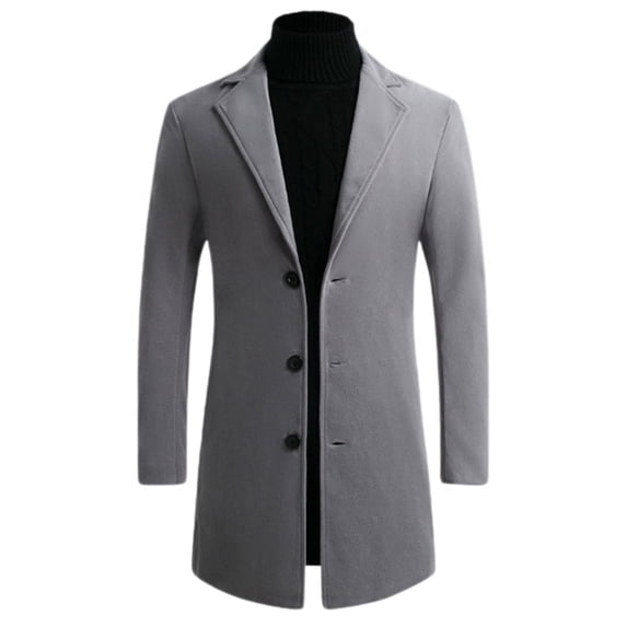 SWSMCLT Men's Slim Fit Pea Coat Thick Trench Coats Overcoats Warm Single Breasted Outerwear Casual Business Dress Coat Grey Medium