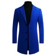 thumbnail image 1 of SWSMCLT Men's Slim Fit Pea Coat Thick Trench Coats Overcoats Warm Single Breasted Outerwear Casual Business Dress Coat Royal Blue XXXX-Small, 1 of 2