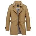 thumbnail image 1 of SWSMCLT Men's Slim Fit Trench Coat Short Military Single Breated Cotton Jacket Lightweight Outerwear Pocket Khaki Small, 1 of 2