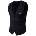 thumbnail image 1 of SWSMCLT Men's Slim Fit Waistcoat Formal Business V Neck Suit Vest Sleeveless Formal Top Black 40, 1 of 5