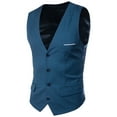 thumbnail image 1 of SWSMCLT Men's Slim Fit Waistcoat Formal Business V Neck Suit Vest Sleeveless Formal Top Blue 34, 1 of 5