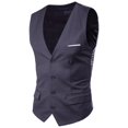 thumbnail image 1 of SWSMCLT Men's Slim Fit Waistcoat Formal Business V Neck Suit Vest Sleeveless Formal Top Dark Grey 30, 1 of 3