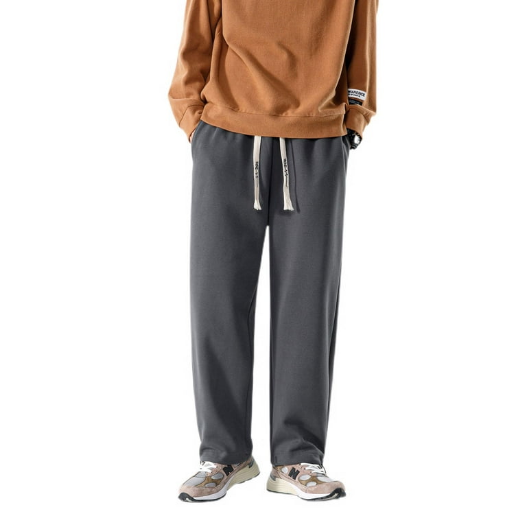 SWSMCLT Men s Snow Pants Long Sweatpants Fashion Loose Winter Track Pants Lounge Comfy Jogger Cotton Thick Dark Grey Small