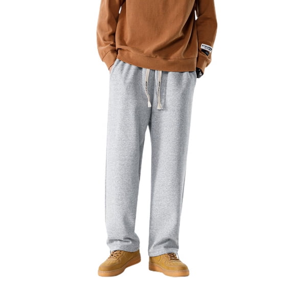SWSMCLT Men's Snow Pants Long Sweatpants Fashion Loose Winter Track Pants Lounge Comfy Jogger Cotton Thick Light Grey Medium