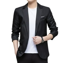 SWSMCLT Men's Soft Blazer Suit Work Pocket Fitted Outerwear Long Sleeve Button Spring Sport Coat Suit Jacket Black Large