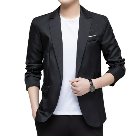 SWSMCLT Men's Soft Blazer Suit Work Pocket Fitted Outerwear Long Sleeve Button Spring Sport Coat Suit Jacket Black Small