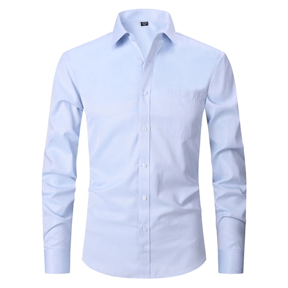 SWSMCLT Men's Soft Button Down Shirt Button Up Thin Cotton Long Sleeve Dress Shirt Formal Fitted Light Top Light Blue 13.5