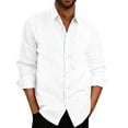 thumbnail image 1 of SWSMCLT Men's Soft Button Down Shirt Cotton Lightweight Pleated Casual Top Linen Basic Button Down Shirt White Large, 1 of 1