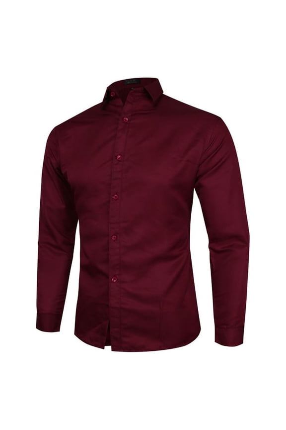 SWSMCLT Men's Soft Button Down Shirt Dress Business Casual Top Shirt Long Sleeve Fall Button Up Button Spring Burgundy Small