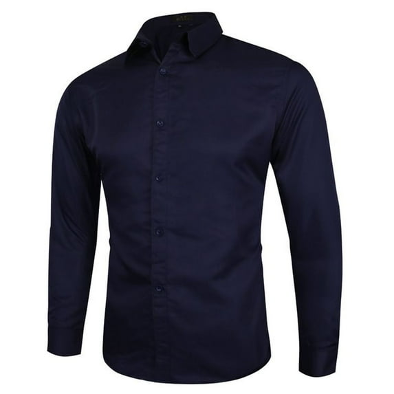SWSMCLT Men's Soft Button Down Shirt Dress Business Casual Top Shirt Long Sleeve Fall Button Up Button Spring Royal Blue Large