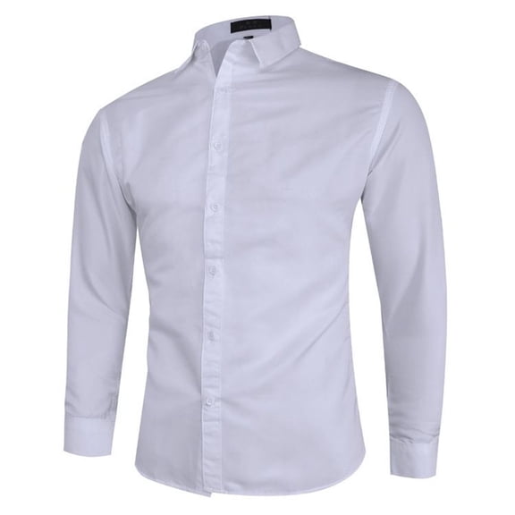 SWSMCLT Men's Soft Button Down Shirt Dress Business Casual Top Shirt Long Sleeve Fall Button Up Button Spring White Small