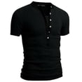 thumbnail image 1 of SWSMCLT Men's Soft Henley Shirt Lightweight Tee Plain Slim Fit T Shirt Casual Fashion V Neck Lightweight Classic Summer Black Large, 1 of 1