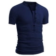 thumbnail image 1 of SWSMCLT Men's Soft Henley Shirt Lightweight Tee Plain Slim Fit T Shirt Casual Fashion V Neck Lightweight Classic Summer Dark Blue Small, 1 of 1