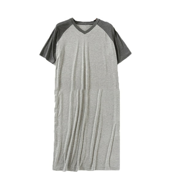SWSMCLT Men's Soft Pjs Short Sleeve Sleepwear Thin Summer Loungewear Comfy Breathable V Neck Fall Spandex Light Dark Grey X-Small