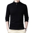 thumbnail image 1 of SWSMCLT Men's Soft Pullover Fall Half Zip Long Sleeve Sweater Knit Zip Spring Turtleneck Winter Pullover Black 36, 1 of 1
