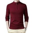 thumbnail image 1 of SWSMCLT Men's Soft Pullover Fall Half Zip Long Sleeve Sweater Knit Zip Spring Turtleneck Winter Pullover Burgundy 40, 1 of 1