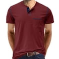 thumbnail image 1 of SWSMCLT Men's Soft Shirt Basic T Shirt Short Sleeve Regular Fit Fashion Cool Top Pocket Summer Stretch Burgundy Medium, 1 of 1