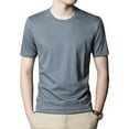 thumbnail image 1 of SWSMCLT Men's Soft Short Sleeve Shirt Lightweight T-shirt Solid Summer Top Basic Crew Neck Tee Cool Slim Fit Grey X-Small, 1 of 4