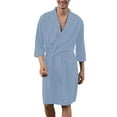 thumbnail image 1 of SWSMCLT Men's Soft Waffle Robe Bath Slim Fit Holiday Breathable Sleepwear V Neck Fall Knee Length Navy1 Large, 1 of 4