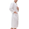 thumbnail image 1 of SWSMCLT Men's Soft Waffle Robe Bath Slim Fit Holiday Breathable Sleepwear V Neck Fall Knee Length White Large, 1 of 1