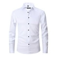 thumbnail image 1 of SWSMCLT Men's Solid Button Down Dress Shirt Soft Formal Top Long Sleeve Business Casual Date Fashion Slim Fit Button Up Shirt Patterned 706 White 14.5, 1 of 1