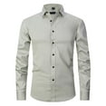 thumbnail image 1 of SWSMCLT Men's Solid Button Down Dress Shirt Soft Formal Top Long Sleeve Business Casual Date Fashion Slim Fit Button Up Shirt Patterned 729 Grey Tan 15, 1 of 1