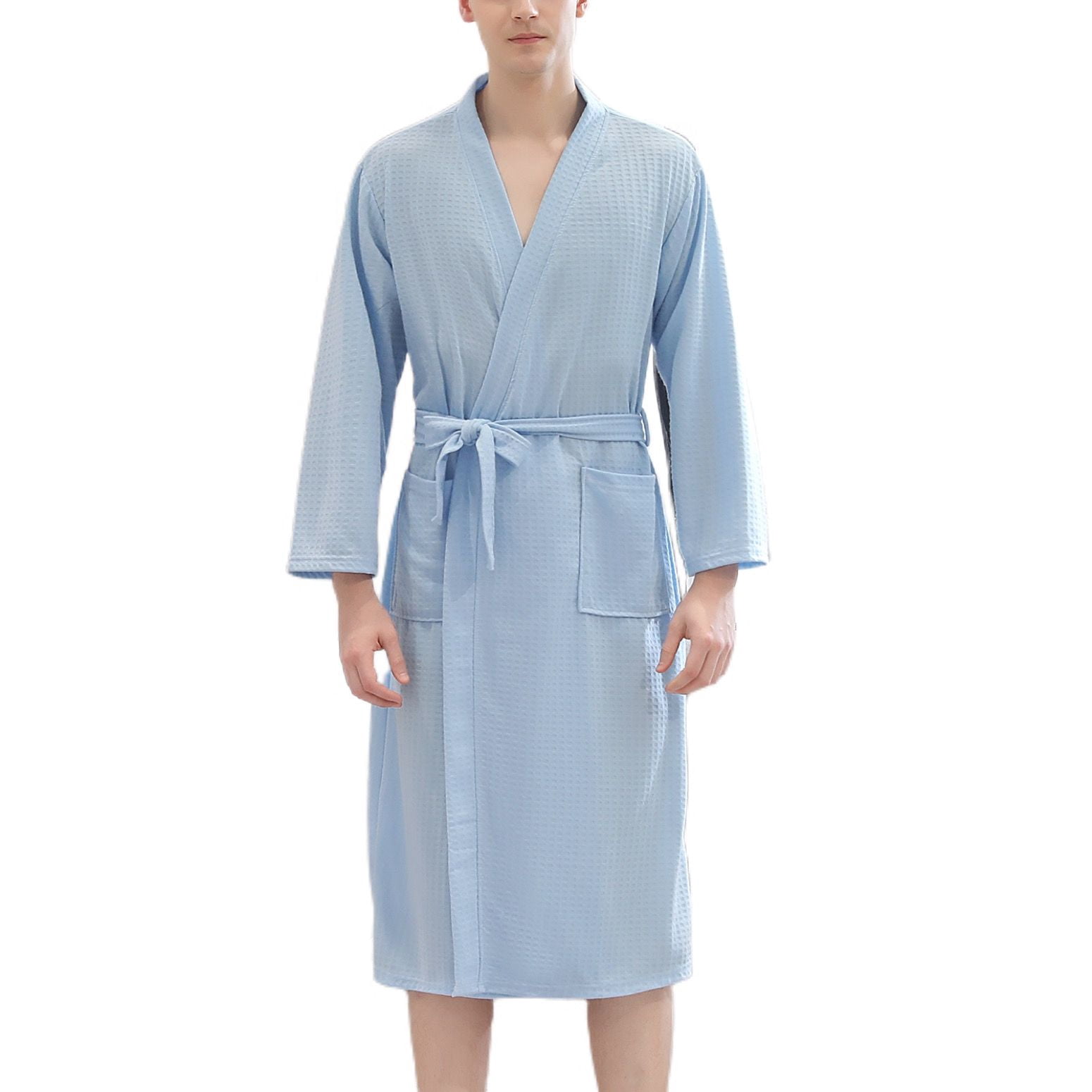 Small Bath Robe SWSMCLT Men's Spa Robes Summer Sleepwear Soft Waffle Bath Robe Long ...