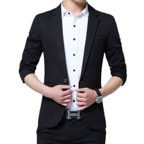 SWSMCLT Men's Sport Coat Slim Fit Button Warm Long Sleeve Blazer Jacket Fall Office Vintage Thin Sportcoat Black 44