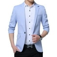 thumbnail image 1 of SWSMCLT Men's Sport Coat Slim Fit Button Warm Long Sleeve Blazer Jacket Fall Office Vintage Thin Sportcoat Light Blue 46, 1 of 4