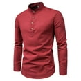 thumbnail image 1 of SWSMCLT Men's Spring Button Down Shirt Cotton Button Up Shirt Long Sleeve Button Down Shirts Fitted Polyester Fashion Fall Red Large, 1 of 1