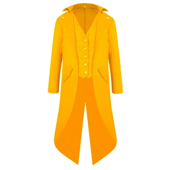 SWSMCLT Men's Steampunk Tailcoat Jacket Renaissance Gothic Medieval Halloween Frock Coat Retro Vampire Outfit Vintage Golden Medium