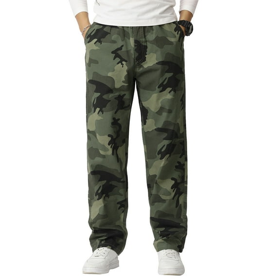 SWSMCLT Men's Straight Leg Pants Casual Casual Pants Pleated Work Utility Pants Drawstring Ankle Elastic Waist Summer Green 36