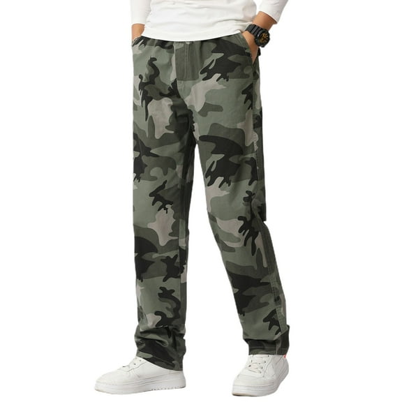 SWSMCLT Men's Straight Leg Pants Casual Casual Pants Pleated Work Utility Pants Drawstring Ankle Elastic Waist Summer Light Army Green 38