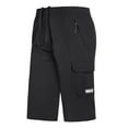 thumbnail image 1 of SWSMCLT Men's Stretch Capris Pants Soft Elastic Waist Crop Pants Long Shorts Cargo Mid Rise Loose Summer Spandex Drawstring Black 34, 1 of 4