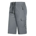 thumbnail image 1 of SWSMCLT Men's Stretch Capris Pants Soft Elastic Waist Crop Pants Long Shorts Cargo Mid Rise Loose Summer Spandex Drawstring Grey 40, 1 of 1