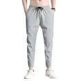thumbnail image 1 of SWSMCLT Men's Stretch Pants Slim Fit Lightweight Comfy Casual Pants Trousers Drawstring Elastic Waist Spandex Grey Small, 1 of 1