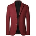 thumbnail image 1 of SWSMCLT Men's Suit Jacket Fall Classic Winter Slim Fit Blazer Button Down Spring Blazer Jacket Burgundy 44, 1 of 1