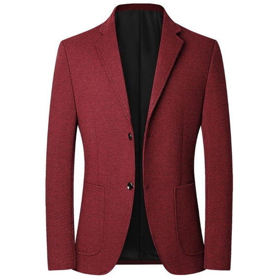 SWSMCLT Men's Suit Jacket Fall Classic Winter Slim Fit Blazer Button Down Spring Blazer Jacket Burgundy 44